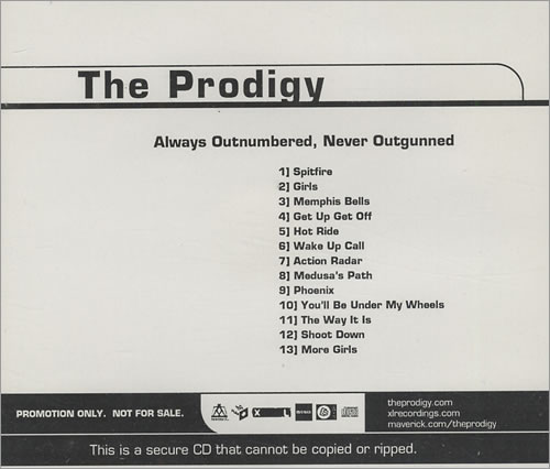 The Prodigy Always Outnumbered, Never Outgunned US Promo CD